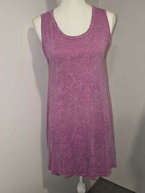PPLA Pink Wash Scoop Neck  Sleeveless Cotton Midi Tank Dress Womens Size Medium